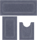 SHACOS Dark Grey Bathroom Rugs Sets 3 Piece Bath Mat U Shaped Toilet Rug