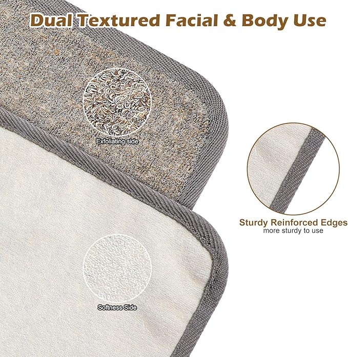 3Pcs Exfoliating Washcloths for Face 8x8 Inch Bamboo Charcoal Premium Face Body Wash Cloths with Softness Scrubbing Two Sides Exfoliating Towel for Women Men(Grey)