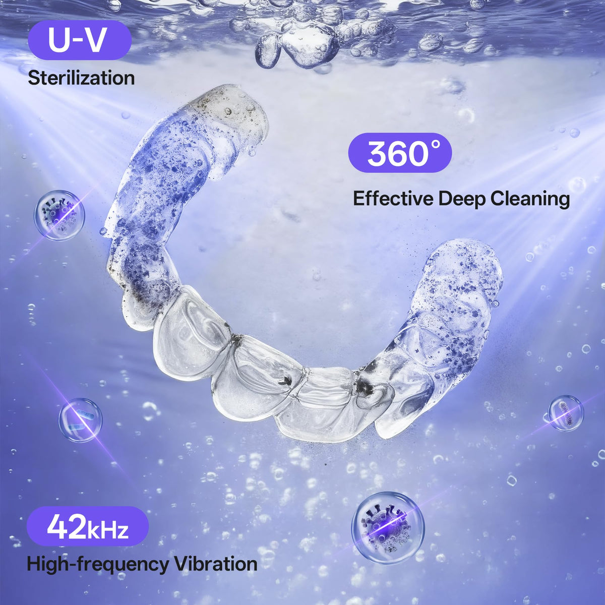Ultrasonic Retainer Cleaner Machine with UV,Sonic Jewelry Cleaner for Rings