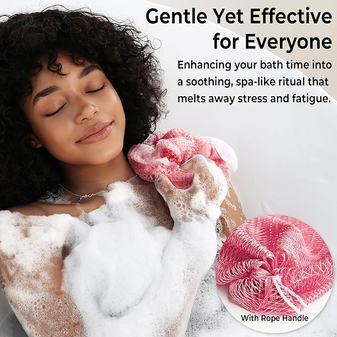African Net Sponge Authentic - Exfoliating Back Scrub Bath Sponge with Knots - Afro Scrub Body Scrubber Exfoliator Washcloth - African Body Care Daily Use Shower Essentials