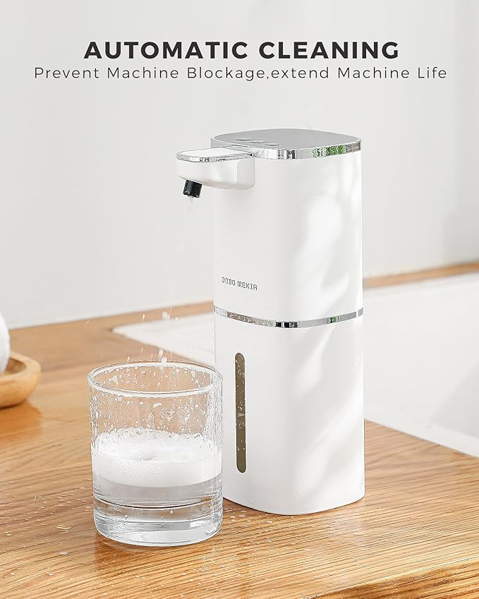 Automatic Foaming Soap Dispenser, 13.5oz/400mL, USB Rechargeable, 9-Adjustable Foam Levels, IPX5 Waterproof, Touchless & Wall/Tabletop Use for Kitchen Bathroom, White