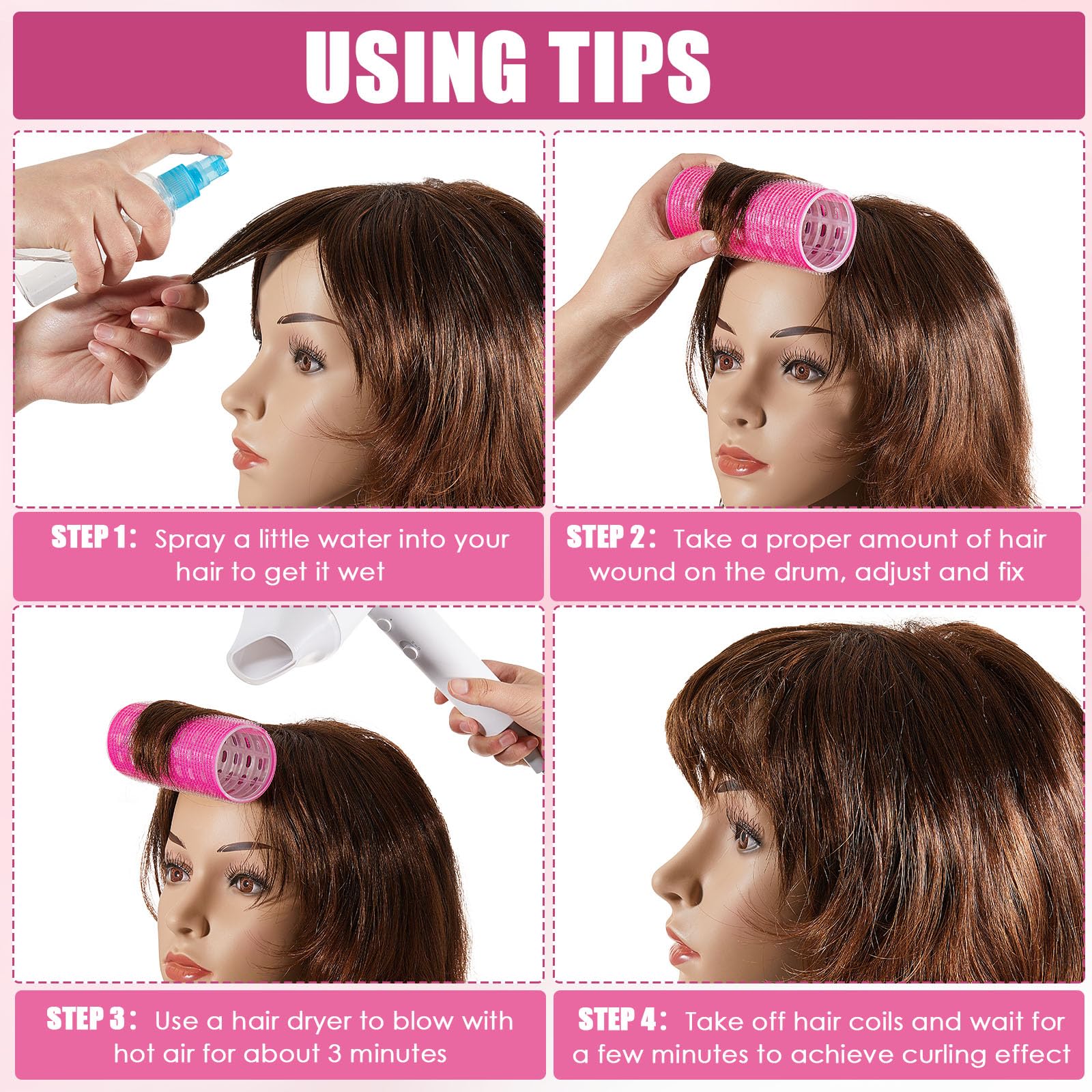 WILLBOND 4 Pcs Aluminum Thermal Hair Rollers for Women, 4.7 X 2 Inch