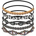 Teenitor 5 Pcs Elastic Beaded Headbands, Jewels Hairband Hat Bands, Crystal Rhinestone Headbands for Women