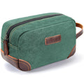 emissary Men's Canvas Travel Toiletry Bag, Leather Dopp Kit - Green