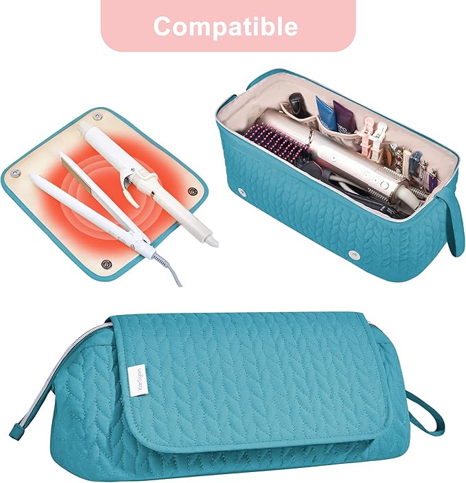 KarSyon Hair Tools Travel Bag with Hot Tool Mat 2 in 1 Organizer Bags