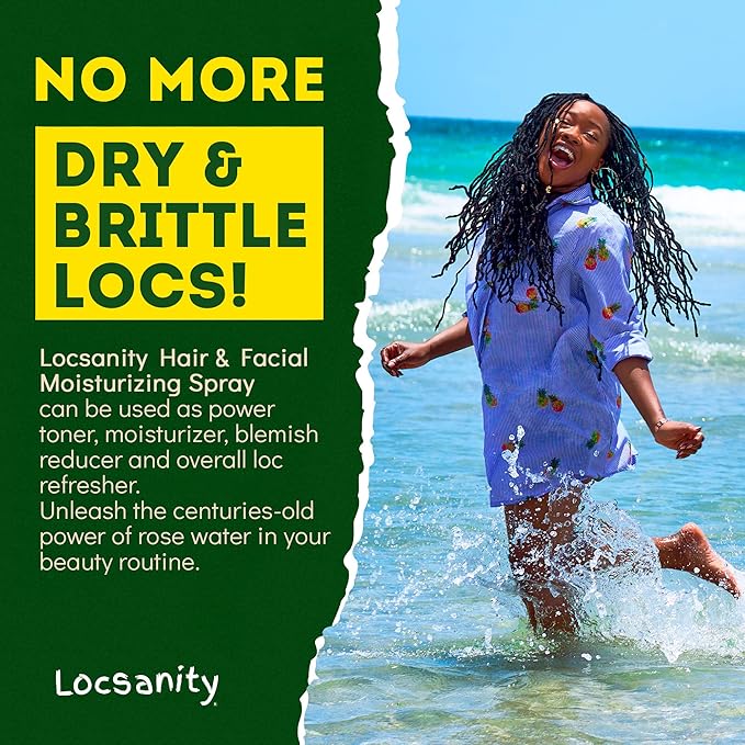 Locsanity Pure Rosewater Hair and Facial Spray – Jumbo Size Hydrating Face Mist to Soothe, Refresh, and Rejuvenate Skin, Reduce Oil and Buildup (32oz)