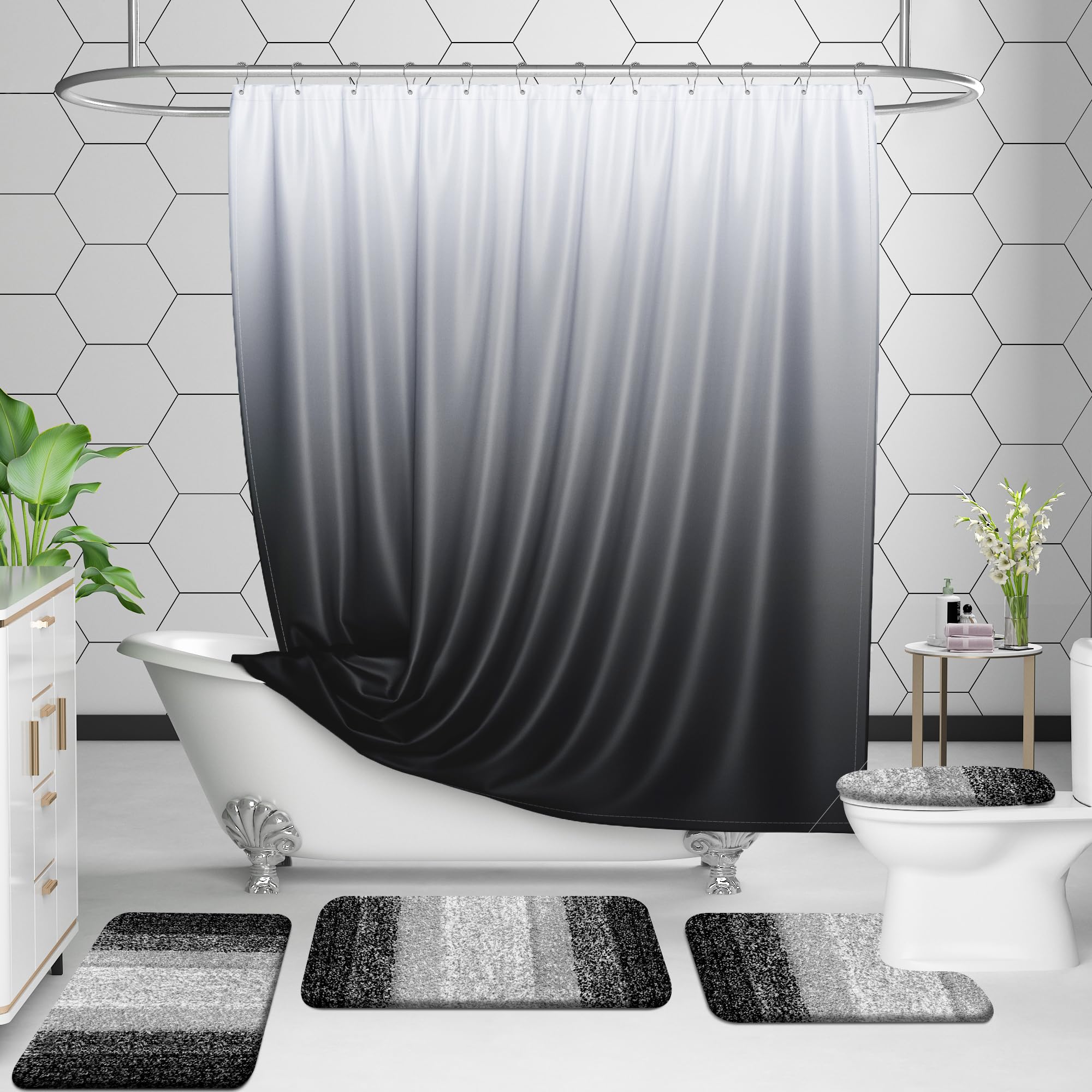 OLANLY Micorfiber Bathroom Rug Set 2 Piece, 30"x20"+U-Shaped 24"x20"