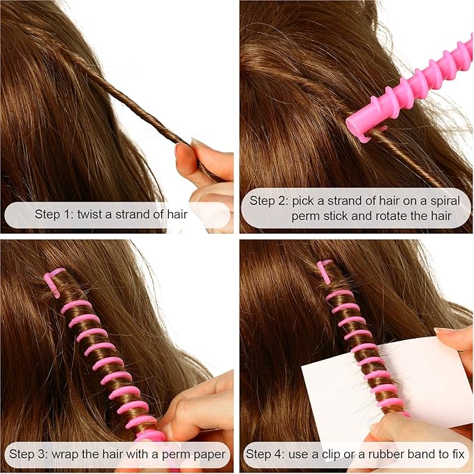 WILLBOND 40 Pieces Hair Perm Rod Spiral Plastic Long Barber Hairdressing Styling Curling Perm Rod Hair Rollers Salon Tools for Women(5.98 x 0.47 Inch)