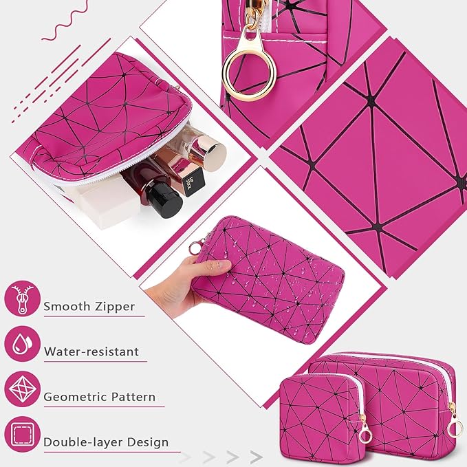 Likesing Period Bag for Teen Girls, Leather Sanitary Napkin Storage Bag, Portable Menstrual Pad Bag Period Pads Pouch, Small Make Up Bags (Rose red)