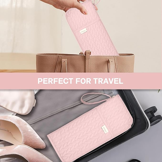 KarSyon Hot Tools Organizer Heat Resistant Mat Case Hair Tools Holder Travel Bag Portable Hair Styling Tools Cover Pouch for Curling Iron,Flat Iron,Hair Straightener (Pink)