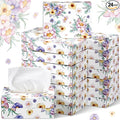Yinder 24 Packs 960 Sheets Tissue Cube Car Facial Boxes Disposable Facial Travel Tissues Holder Soft Watercolor Boxes 2 Ply 40 Sheets for Wedding Household Car Kitchen Bathroom(Flower)