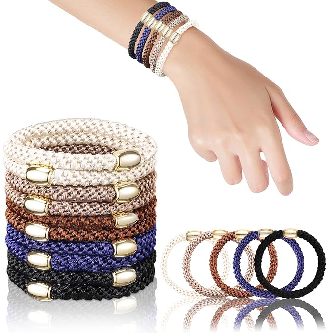 FORENEE Hair Ties No Damage - 10PCS Ponytail Holders - Elastic Hair Ties for Thick Hair - Braided Hair Bands for Women Girls's Hair - Classic Dinner