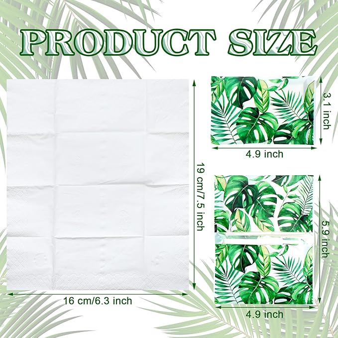 Geyee 50 Packs Tissue Travel Size Facial Paper Napkins Travel Packs Disposable Pocket Tissues for Wedding Guest Traveling School Purse Home Supplies, 500 Sheets 3 Ply(Palm Leaves)