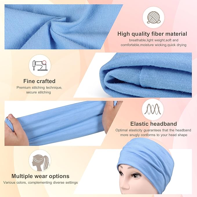 DiyJibb Headbands for Women, 7PCS Wide Cloth Hair Bands for Workout, Yoga, Skincare & Daily Wear, Soft & Stretchy