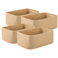 OIASKET 4 Pack Small Storage Shelf Baskets for Organizing, Mini Woven Rope Storage Bins for Towels, Cute Decorative Closet Organizer，Baby Nursery, Gift Empty Baskets -11.81''Lx7.87''Wx4.72''H-Jute