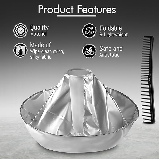 Wsevinn Hair Cutting Cape Professional Salon Barber Cape Foldable Haircut Cloak Hairdressing Umbrella Apron Kit for Adult Men and Women