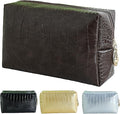 YUDEYG Makeup Bag for Purse, Compact Toiletry Pouch, Crocodile-Embossed Cosmetic Travel Bag, Small Makeup Pouch, Unisex Toiletry Travel Bag