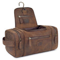 LEATHER VILLAGE Large Leather Toiletry Bag for Men, Hanging Travel Dopp Kit