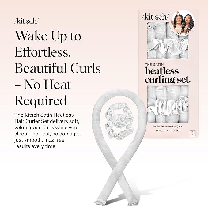 Kitsch Satin Heatless Curls Overnight Set - Ivory