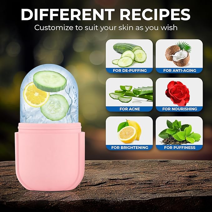 Milano Home Ice Face Roller Massager for Face, Eyes, and Neck - Reusable Silicone Ice Cube Mold for Natural Skin Care, De-Puff Eye Bags, Reduce Migraine Pain | Facial Beauty Ice Roller