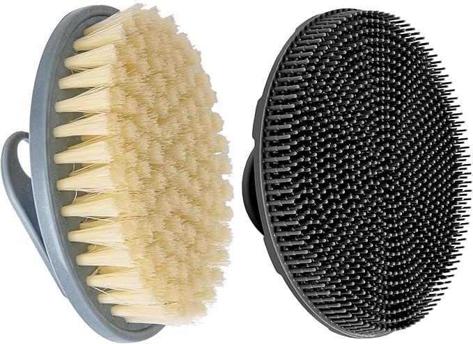 INNERNEED Food-Grade Soft Silicone Body Scrubber with PP Exfoliating Brush