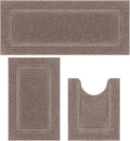 SHACOS Coffee Brown Bathroom Rugs Sets 3 Piece Bath Mat U Shaped Toilet Rug