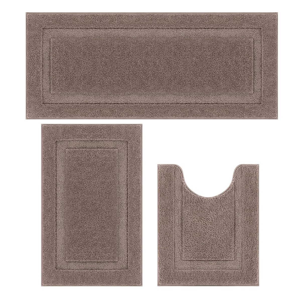 SHACOS Navy Blue Bathroom Rugs Sets 3 Piece Bath Mat U Shaped Toilet Rug