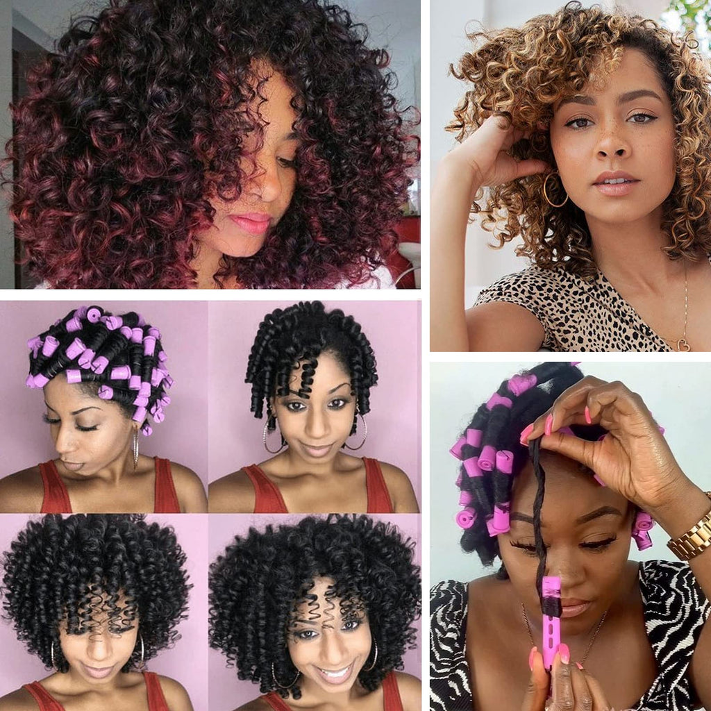Perm Rods for Natural Hair, 60 pcs Medium Size Hair Rollers for Long Short Hair Styling Tool Hair Curlers