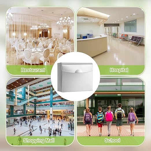 Tioncy 1 Pack Sanitary Napkin Disposal Receptacle with Feminine Hygiene Disposal Bag Stainless Steel Tampon Bin Trash Can Wall Mounted Waste Tampon Holder Feminine Hygiene Container (Silver)