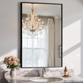 TRAHOME Bathroom Vanity Mirror for Wall, 36" x 24" Metal Framed Rectangular Bathroom Wall Mirror for Over Sink, HD Shatterproof Glass, Hangs Horizontally or Vertically(Black)