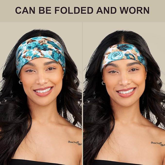 DiyJibb Boho Headbands for Women, 7PCS Fashion Wide Hair Bands for Summer Vacation & Music Festival