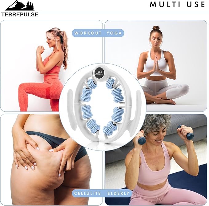 Terrepulse Anti Cellulite Roller & Lymphatic Drainage Massager | Deep Tissue Fascia Blaster & Muscle Roller | Tool for Sore Arms, Legs, Shoulders, Stomach & Buttocks (Blue)