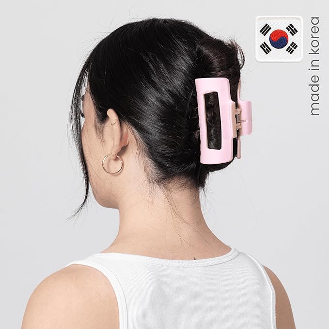 Mello Medium Hair Clip - Flexible Comfort Hair Claw for Women, Strong Hold for Thick & Thin Hair Styling, Durable Material, Matte Non-Slip Finish, Made in Korea, Patent Pending (Pink, Medium)