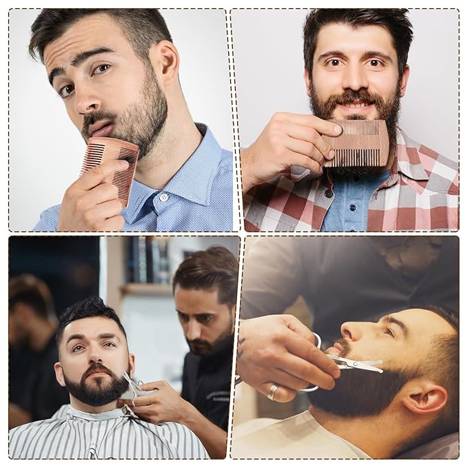 Sosoon Beard Brush for Men, 100% Pure Boar Bristle Beard Brush, Beard Grooming Set Including Beard Comb, 2 Pcs Mustache Scissors, and Travel Bag