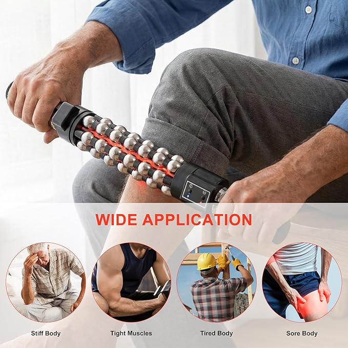 Elitzia Handheld Deep Tissue Massager with Heat - 3 Speed for Pain Relief, Promotes Blood Circulation & Muscle Relaxation 3 Temp Settings (95F/113F/122F) ETDH010
