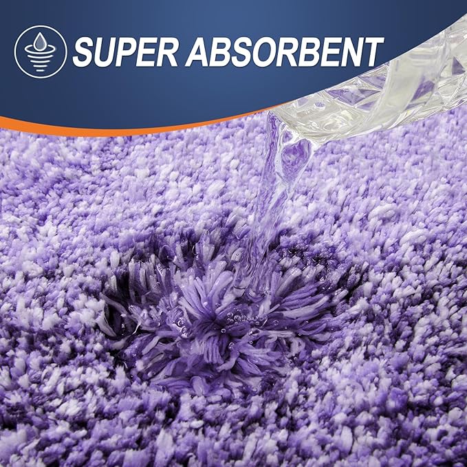 OLANLY Bathroom Rug Set 2 Piece, Soft Absorbent Microfiber Bath Rug Set, Non-Slip, Machine Wash Dry, Plush Shaggy Bath Mats for Bathroom (47"x20"+24"x16", Violet)