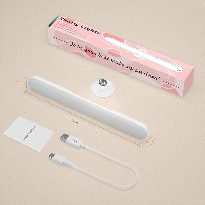 Benreom Rechargeable Vanity Lights for Mirror, Wireless LED Stick On Light