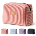 COSHAYSOO Personalized 16th 18th 21st Birthday Valentines Gifts for Women Teens Travel Makeup Bag Make Up Cosmetic Pouch 16 17 18 19 20 21 Year Old Girl College Dorm Essentials Pink Initial Letter M