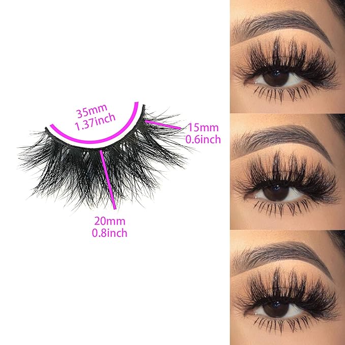 3D Mink Lashes, Mikiwi D390-3, 3 Pairs, Thick HandMade Full Strip Lashes, Cruelty Free, Luxury Makeup, 20mm mink eyeLashes (D390-3)