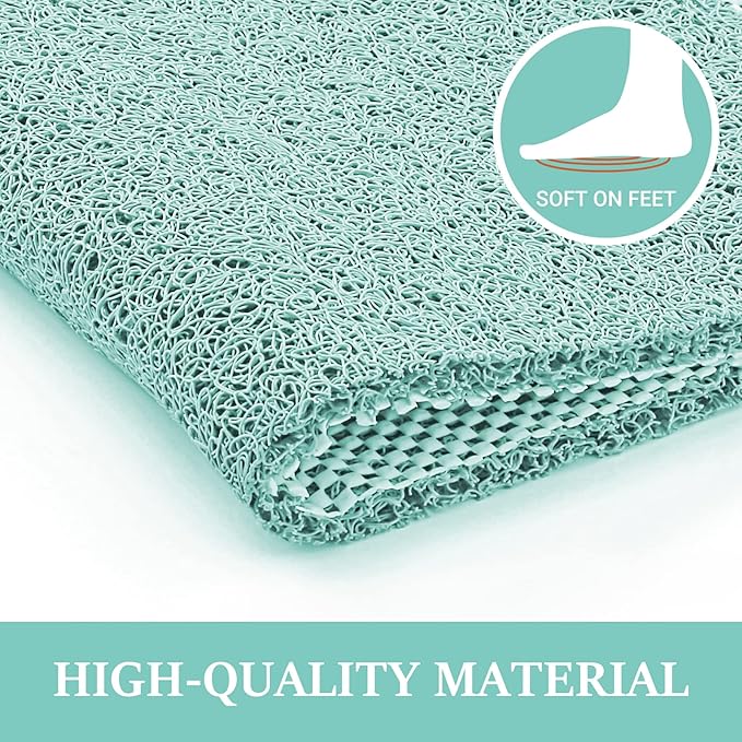 LuxStep Shower Mat Bathtub Mat,24x36 inch, Non-Slip Bath Mat with Drain, Quick Drying PVC Loofah Bathmat for Tub,Shower,Bathroom,Green