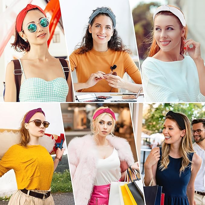 DiyJibb Headbands for Women Girls - 6PCS Stylish Top Knotted Headbands - Knotted Headband for Women - Head Bands Wide Hairband Hair Accessories