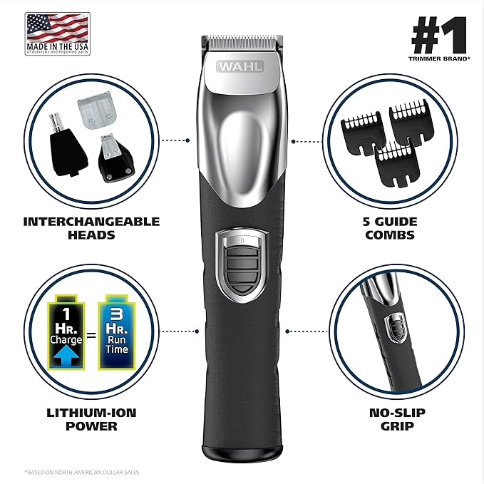 Wahl USA Rechargeable Lithium Ion All in One Beard Trimmer for Men