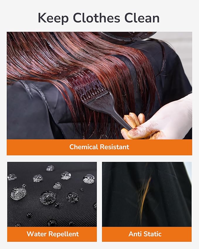 ULG Professional Hair Cutting Cape with Neck Duster Brush Waterproof Extra Large Size Salon Barber Cape Haircut Cape for Men Women and Kids, 57”×72” Full Body Coverage, Black