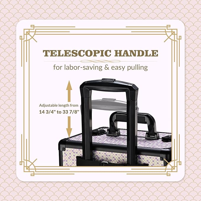 BYOOTIQUE 3-Piece Rolling Makeup Train Case on Wheels Travel Makeup Artist