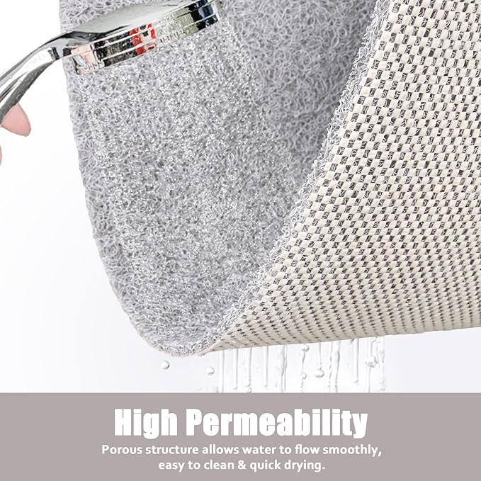 Shower Mat Non Slip - 32x32 Inch Soft Comfort Bath Mat with Drainage Holes, PVC Loofah Massage Bathmat for Shower, Tub, Bathroom, Wet Areas, Quick Drying