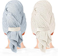 Microfiber Hair Towel Wrap Turban 2 Pack Large | Super Absorbent Quick Dry & Anti-Frizz for Women with Curly Hair | 27.5" x 39.4" Hair Towel Cap