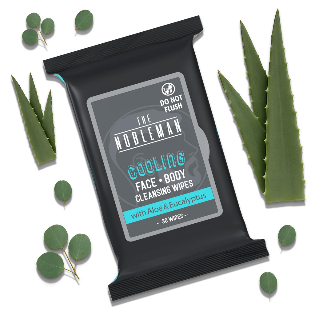 The Nobleman Cooling Face + Body Cleansing Wipes – Refreshing Skincare for Men with Aloe & Eucalyptus, Oil Control, Dirt Removal, Sweat Refresh, Daily Hygiene & After Gym Solution, (4 Pack, 120 Ct)