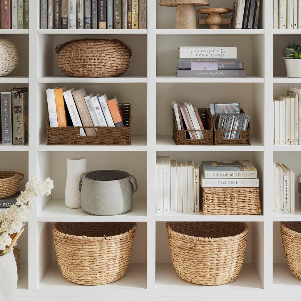 StorageWorks Pantry Storage Baskets, Shelf Baskets, Brown Baskets, 3-Pack