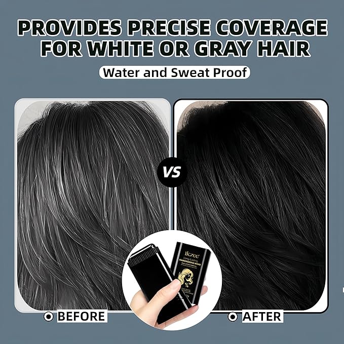 Temporary Hair Dye Comb for Gray Hair Coverage, Disposable Hair Color Stick with Precision Brush, Advanced Non-Irritating & Smudge-Proof Formula, Quick Root & Sideburn Touch-Up (light brown)