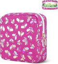 Likesing Tampon Holder for Purse, Leather Sanitary Napkin Storage Bag Period Bag Gift for Girls Women, Portable Sanitary Napkin Period Pad Pouch Tampon Bags for Purse(Rose red Butterfly)